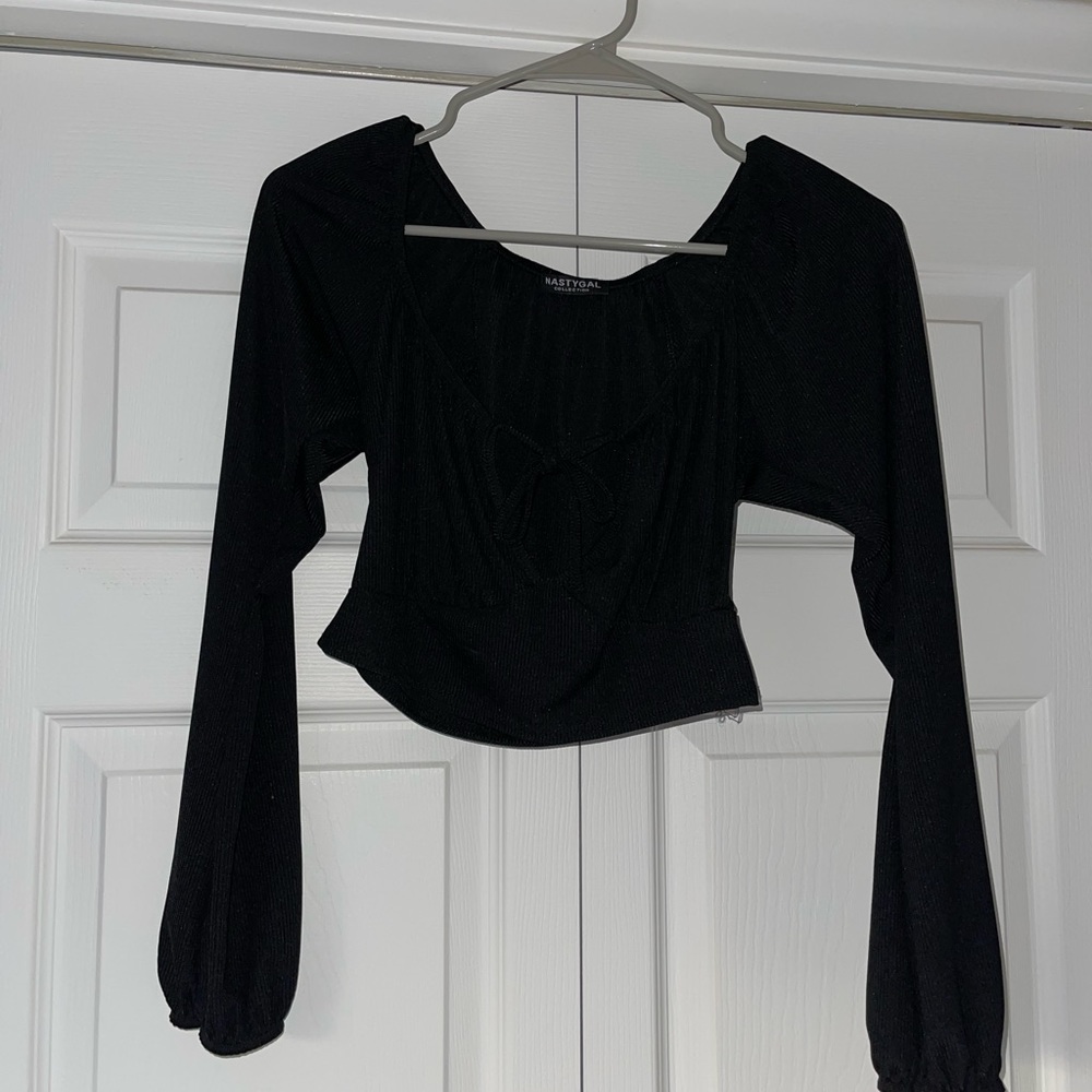Nastygal black long sleeve top. never worn, without tags
